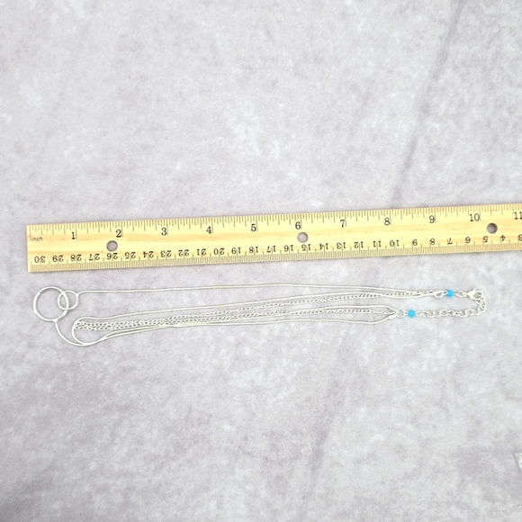 Circle Silver Triple Chain Link Dainty Fashion Jewelry Necklace JB2-44 - Picture 4 of 4